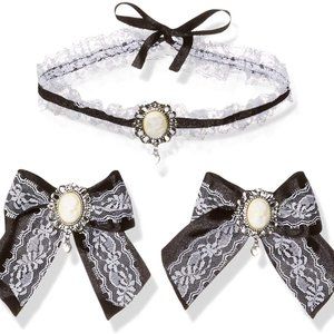 Leg Avenue French Maid  Victorian Cameo Choker & Hair Bow NWT